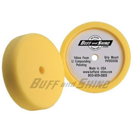 BUFF AND SHINE Buff and Shine BFS-3000G 8 In. X 2 In. Recessed Back Yellow Foam Grip Pad In. Polishing Pad In. BFS-3000G
